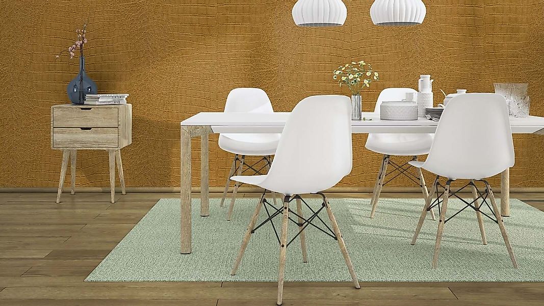 Rasch Vliestapete Krokodilleder Optik Struktur Gold günstig online kaufen