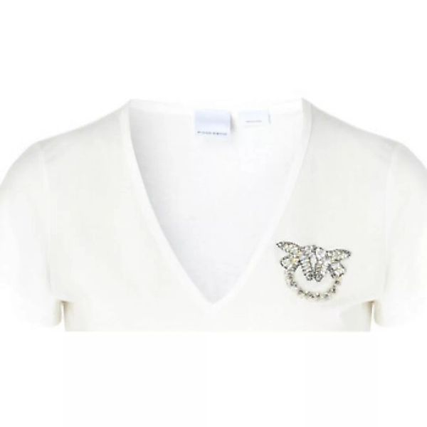 Pinko  T-Shirts & Poloshirts T-shirt  weiß mit glänzendem Logo günstig online kaufen