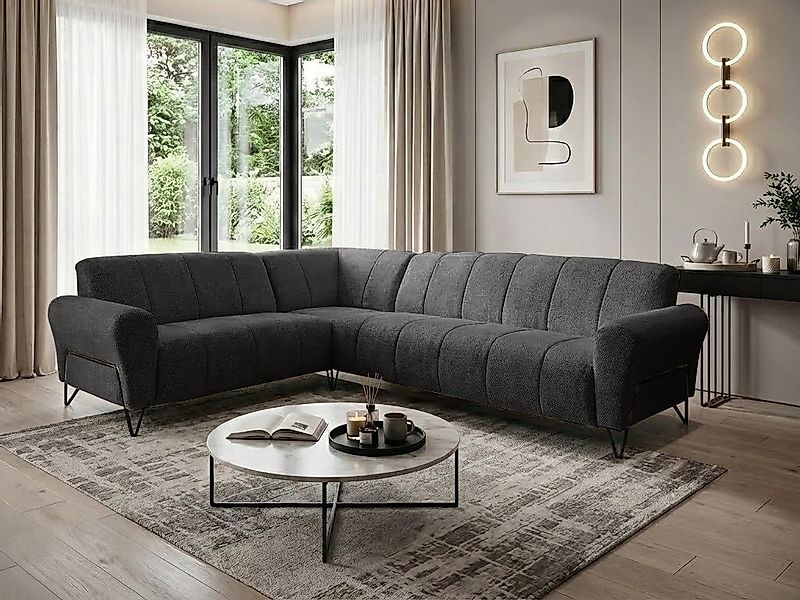 Beautysofa Ecksofa mit Metallbeine in schwarzer VOLARE L, mit höchstem Sitz günstig online kaufen