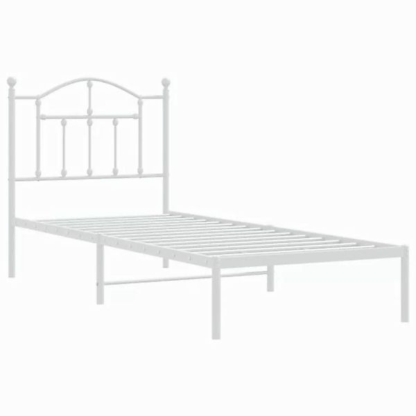 vidaXL Bettgestell Bettrahmen mit Kopfteil Metall Weiß 90x200 cm Bett Bettg günstig online kaufen