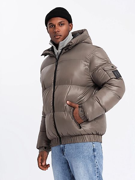 OMBRE Winterjacke Herren-Pufferjacke mit gerippten Abschlüssen günstig online kaufen
