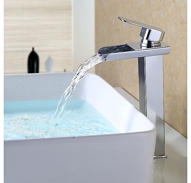 HOMELODY Badarmatur Wasserhahn Bad Wasserfall Hoch Wascbecken Armatur Misch günstig online kaufen