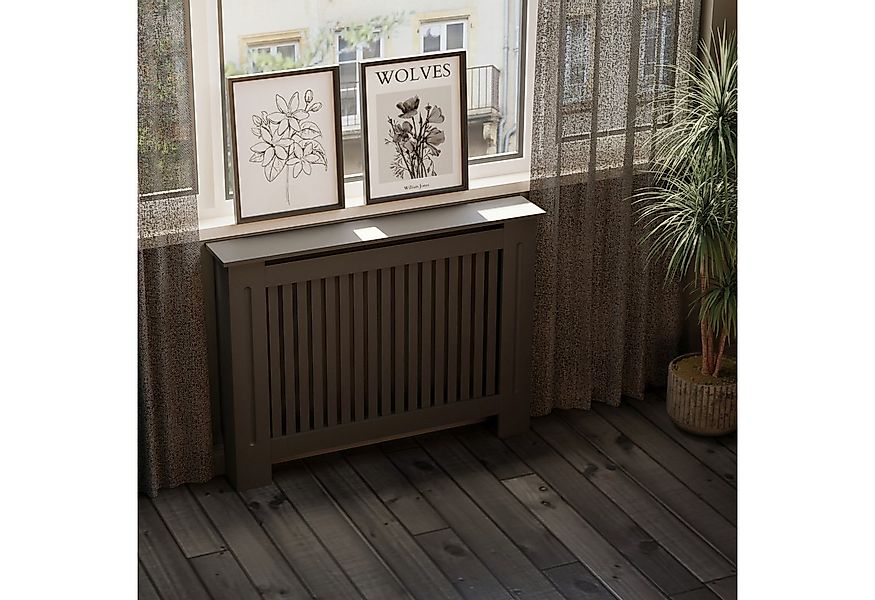 HAGO Heizungsverkleidung Heizungsabdeckung Holz 112x19x82cm Schwarz Landhau günstig online kaufen