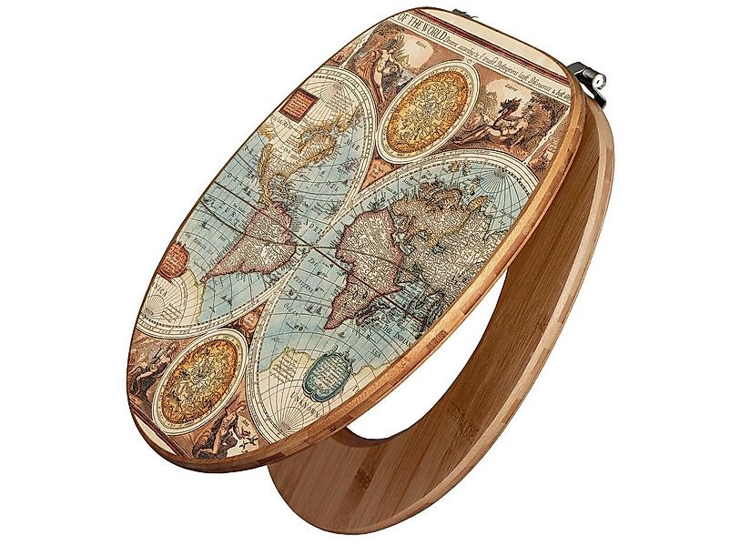 banjado WC-Sitz Bambus Motiv Historische Weltkarte (umweltfreundliches Mate günstig online kaufen