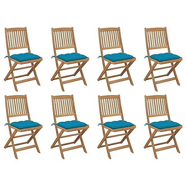 vidaXL Klappbare Gartenstühle mit Kissen 8 Stk Massivholz Akazie 3075132 günstig online kaufen