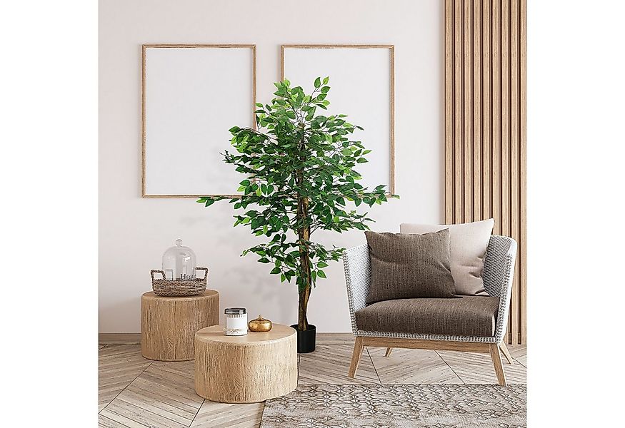 Kunstpflanze Faux Pflanze mit Topf, naturgetreu, 150 cm hoch Ficus, HOMCOM, günstig online kaufen