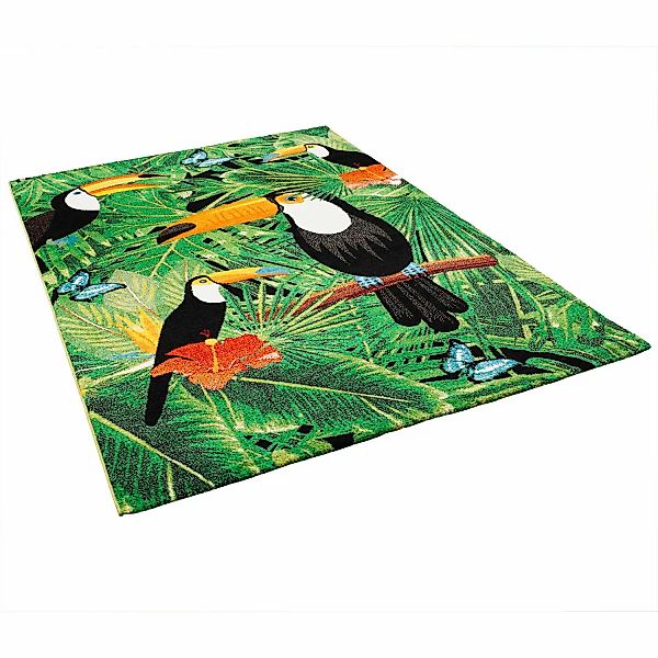 Pergamon Designer Teppich Faro Tropical Tukan Bunt 160x230cm günstig online kaufen