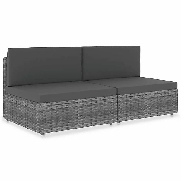 Modulares 2-sitzer-sofa Poly Rattan Grau günstig online kaufen