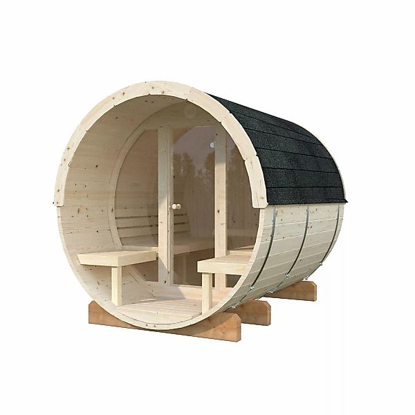 Palmako Sauna Anita mit Glaswand Naturbelassen 220 cm x 250 cm günstig online kaufen