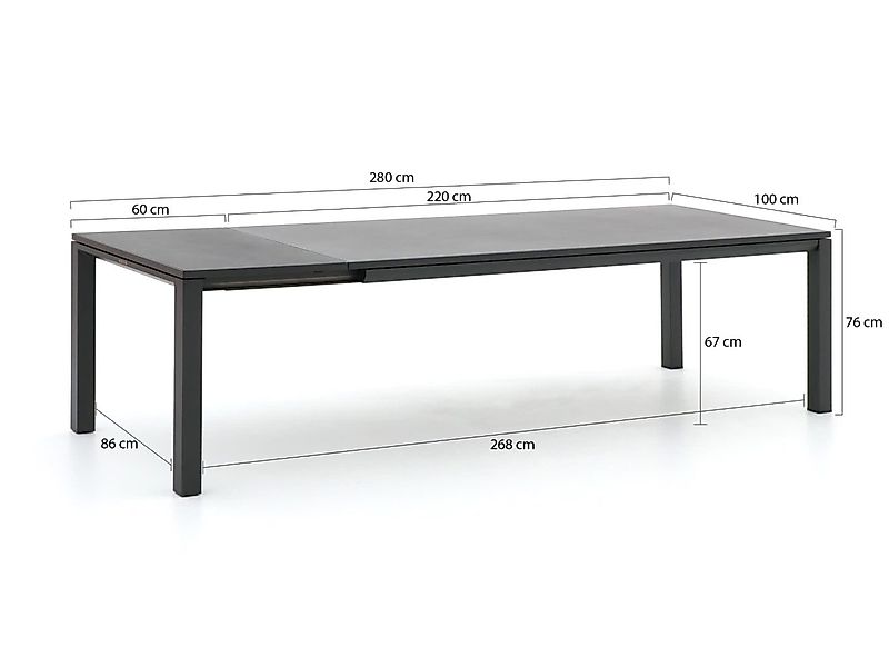 Bernstein Mannheim Gartentisch ausziehbar 220/280x100x75 cm günstig online kaufen