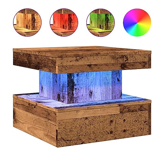 vidaXL Couchtisch Couchtisch mit LED Leuchten Altholz-Optik 50x50x40 cm günstig online kaufen