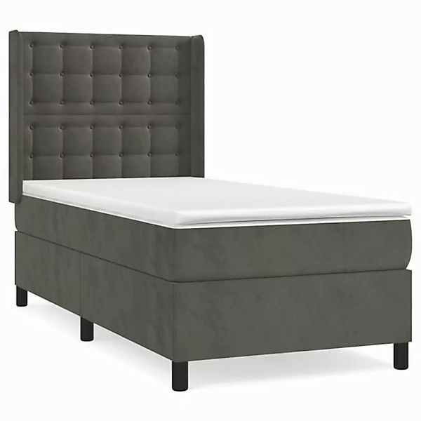 furnicato Bett Boxspringbett mit Matratze Dunkelgrau 80x200 cm Samt (1-tlg) günstig online kaufen