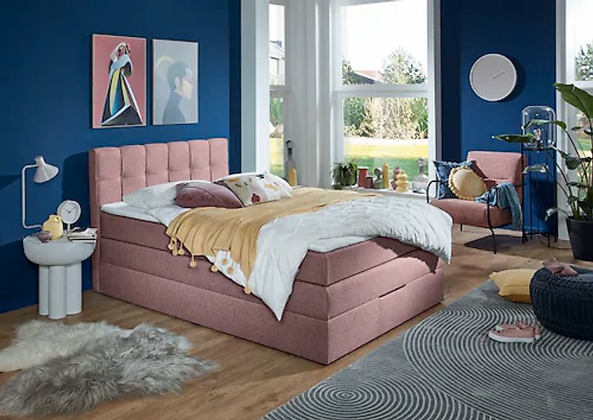 Home affaire Boxspringbett "Fornoli" inkl. Topper und Bettkasten, H3 in zwe günstig online kaufen