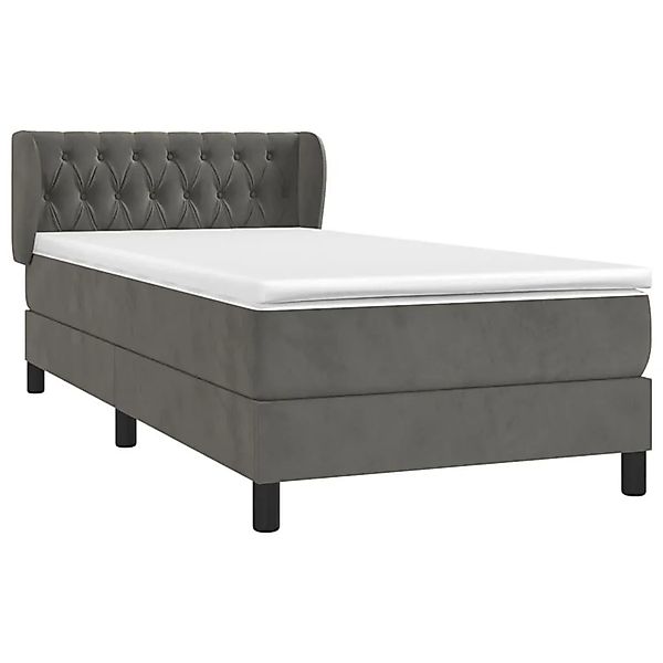 vidaXL Boxspringbett mit Matratze Dunkelgrau 90x200 cm Samt 3127650 günstig online kaufen