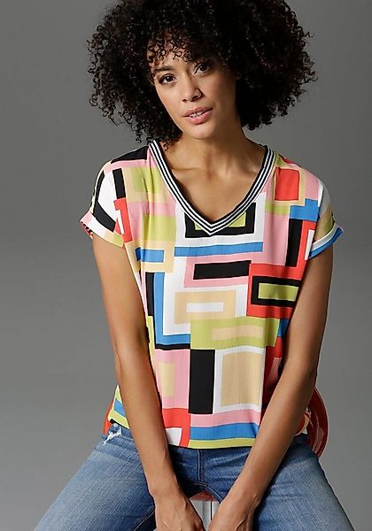 Aniston CASUAL T-Shirt im Material- und Mustermix günstig online kaufen