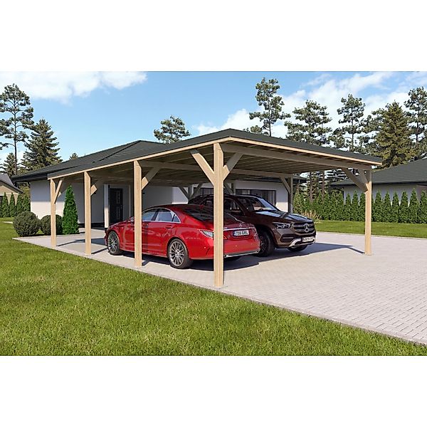 Holzbrüder Carport Ralf 52m² Natur-Dornengrün günstig online kaufen