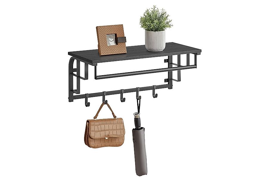 VASAGLE Wandgarderobe, Wandregal mit Haken, Länge 66 - 80 cm günstig online kaufen