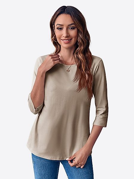 Imily Bela T-Shirt Damen 3/4-Ärmel Top mit Rundhal (Packung, 1-tlg., 1per-P günstig online kaufen
