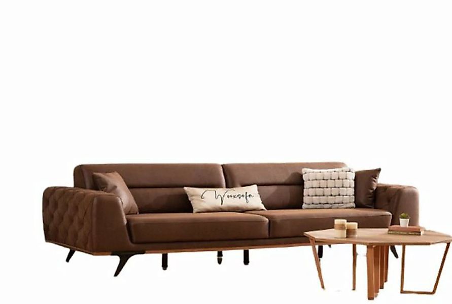 JVmoebel Sofa Chesterfield Viersitzer Couch Kunstleder Braun Sofa 4 Sitzer günstig online kaufen