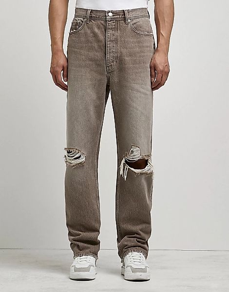 River Island – Gerippte Jeans mit weitem Schnitt in Braun günstig online kaufen