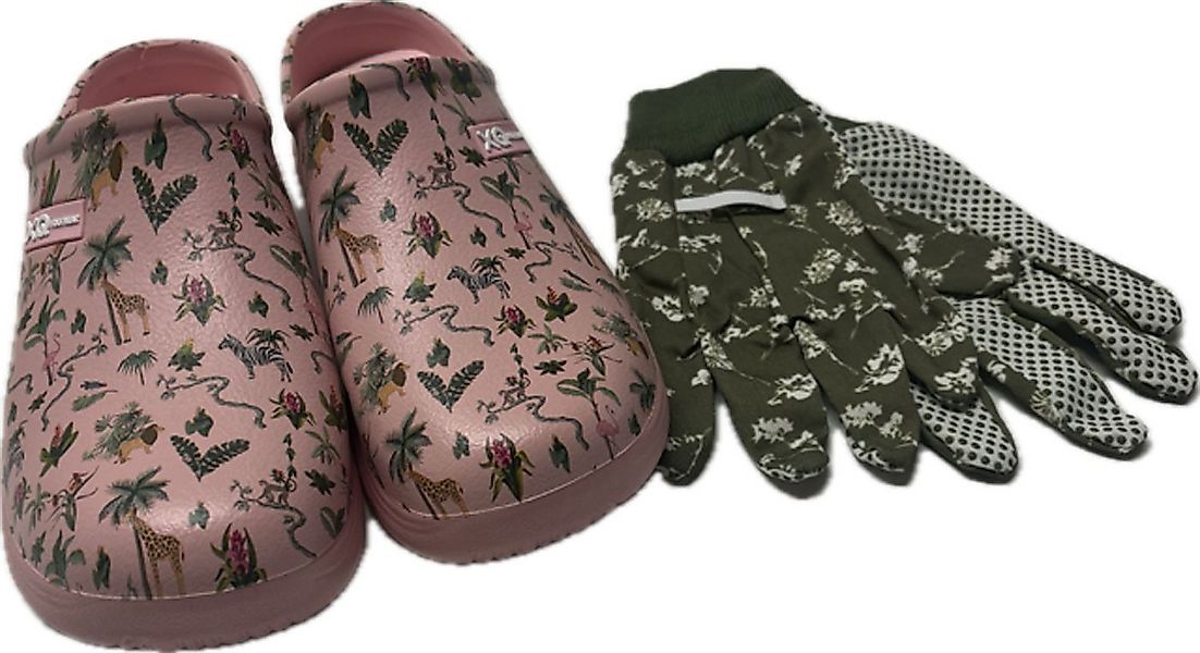 Steinnacher Bärbel Damen Gartenclogs Safari rosa mit passenden Gartenhandsc günstig online kaufen