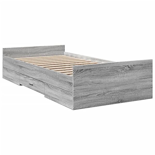 vidaXL Bettgestell mit Schubladen Grau Sonoma 100x200 cm Holzwerkstoff 3280 günstig online kaufen