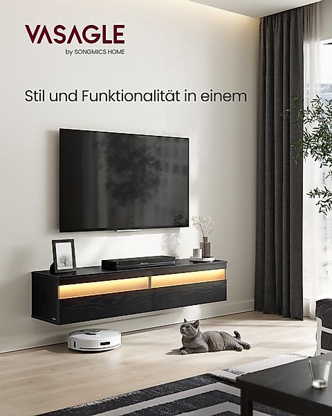 VASAGLE TV-Schrank TV-Board hängend, 7 Lichtfarben, günstig online kaufen