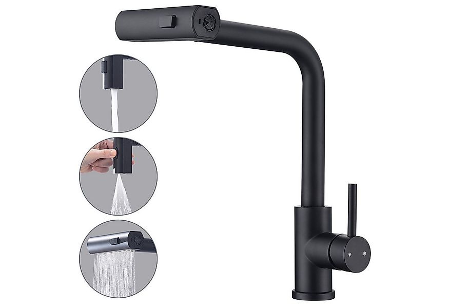 HOMELODY Küchenarmatur Ausziehbar 360°Schwenkbar Drei Sprühfunktionen Spült günstig online kaufen