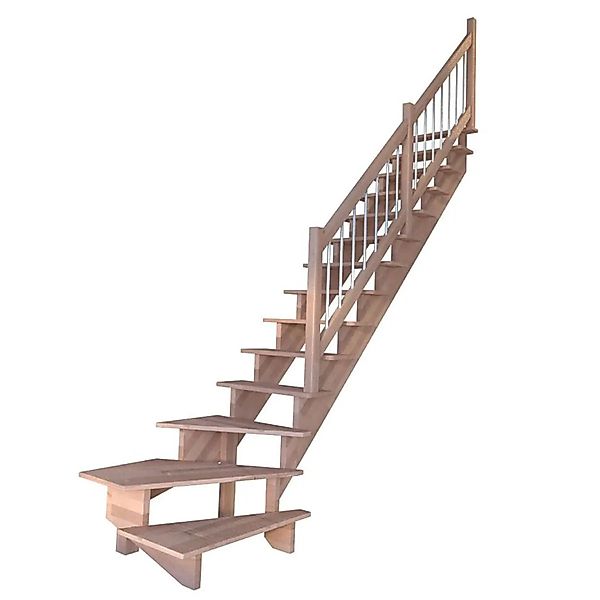Treppe Lindos Buche Gewendelt L 80 cm Holz-Edelstahl-Geländer FSC® günstig online kaufen