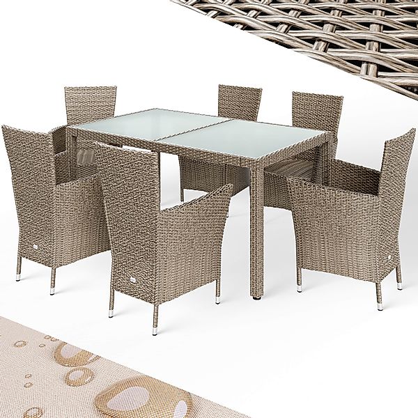 Casaria Garten-Essgruppe, (7-tlg), Polyrattan 6 Stühle günstig online kaufen