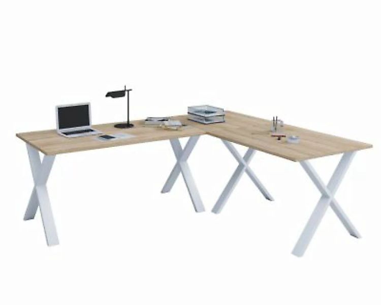 VCM Eckschreibtisch Schreibtisch Computer Winkeltisch Lona 80 X Alu Weiß br günstig online kaufen