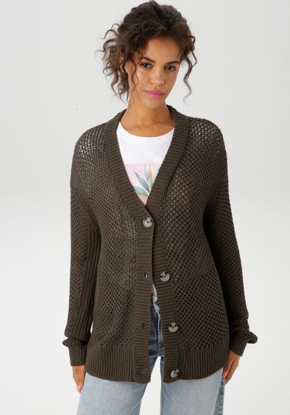 Aniston CASUAL Strickjacke mit trendigem Lochstrick-Muster günstig online kaufen