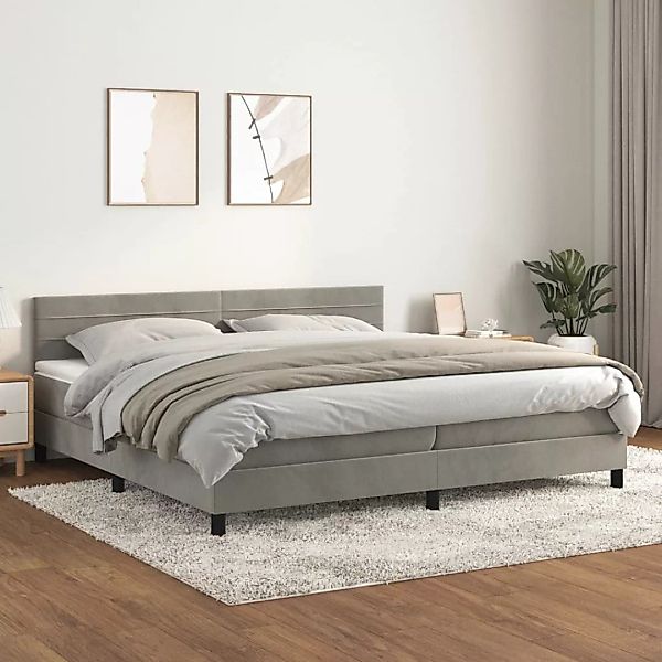 Vidaxl Boxspringbett Mit Matratze Hellgrau 200x200 Cm Samt günstig online kaufen
