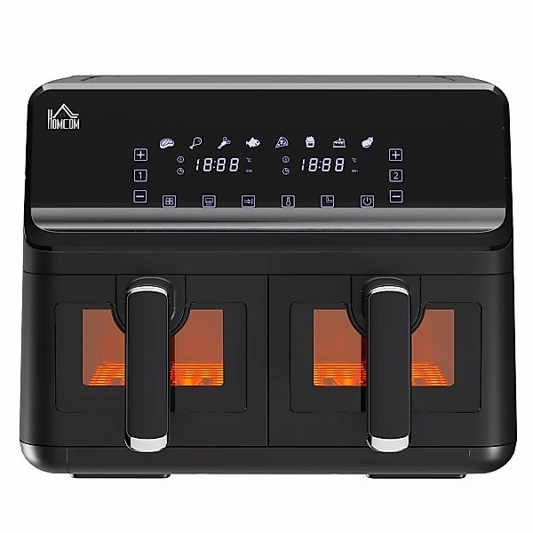 HOMCOM Heißluftfritteuse ohne Öl Doppelkammer 8 L - 2500 W - 8 Programme, L günstig online kaufen