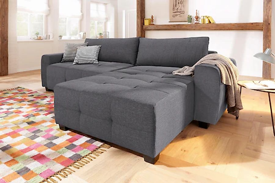 Home affaire Ecksofa »Bella L-Form, B: 254 cm« mit 2 Zierkissen, optional B günstig online kaufen
