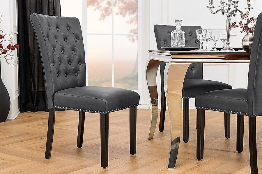 riess-ambiente Esszimmerstuhl CASTLE schwarz · Polsterstuhl aus Kunstleder günstig online kaufen