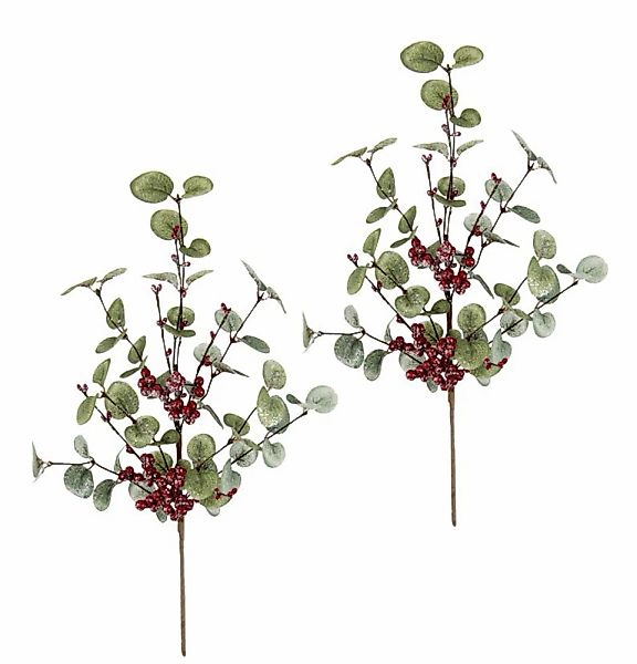 I.GE.A. Kunstzweig "Eukalyptuszweig" mit Beeren 2er Set Dekozweig Kunstblum günstig online kaufen