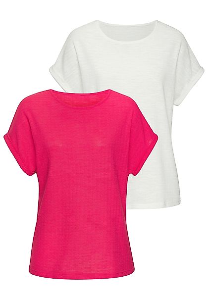 Vivance T-Shirt "mit modischer Struktur", (2er-Pack), aus bügelfreier Quali günstig online kaufen