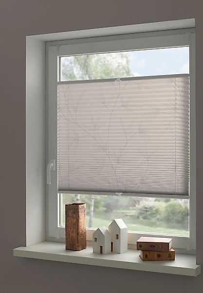 OTTO home Plissee »Dekor Bamboo Moonbeam grau« blickdicht ohne Bohren versp günstig online kaufen