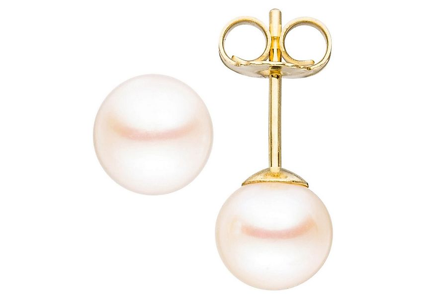 Schmuck Krone Paar Ohrstecker Ohrstecker mit Süßwasser Perlen 6mm 585 Gelbg günstig online kaufen