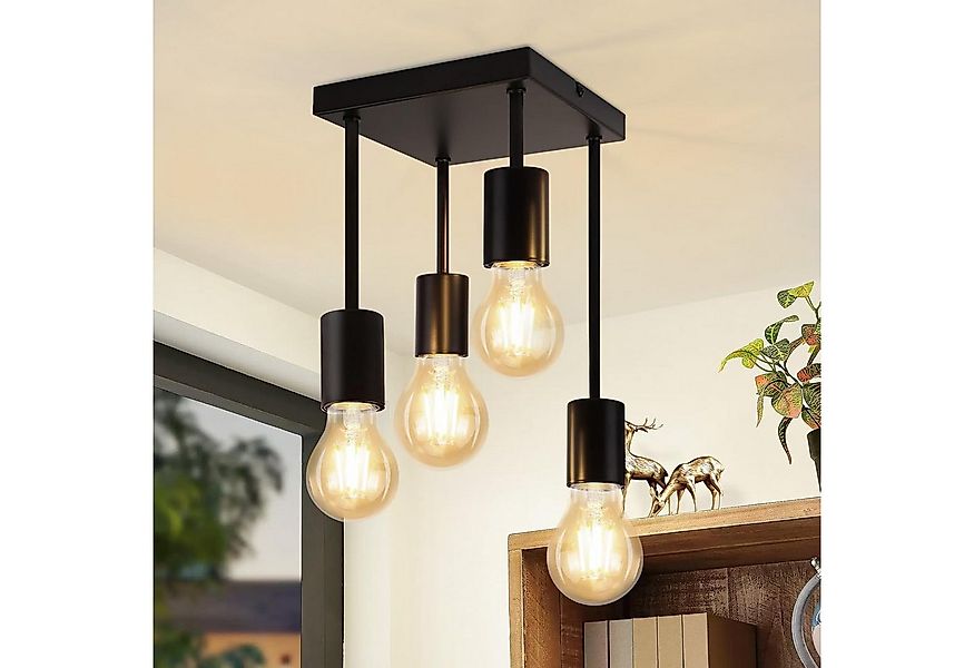 ZMH Deckenleuchten Wohnzimmer Schwarz E27 Retro Hängend Deckenlampe für küc günstig online kaufen
