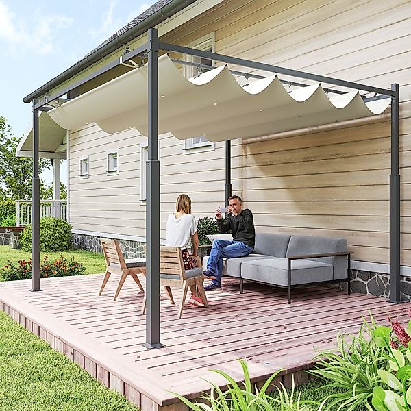 Outsunny Pergola ca. 3x3m Garten Pavillon, Terrassendachung aus Metall, Gar günstig online kaufen