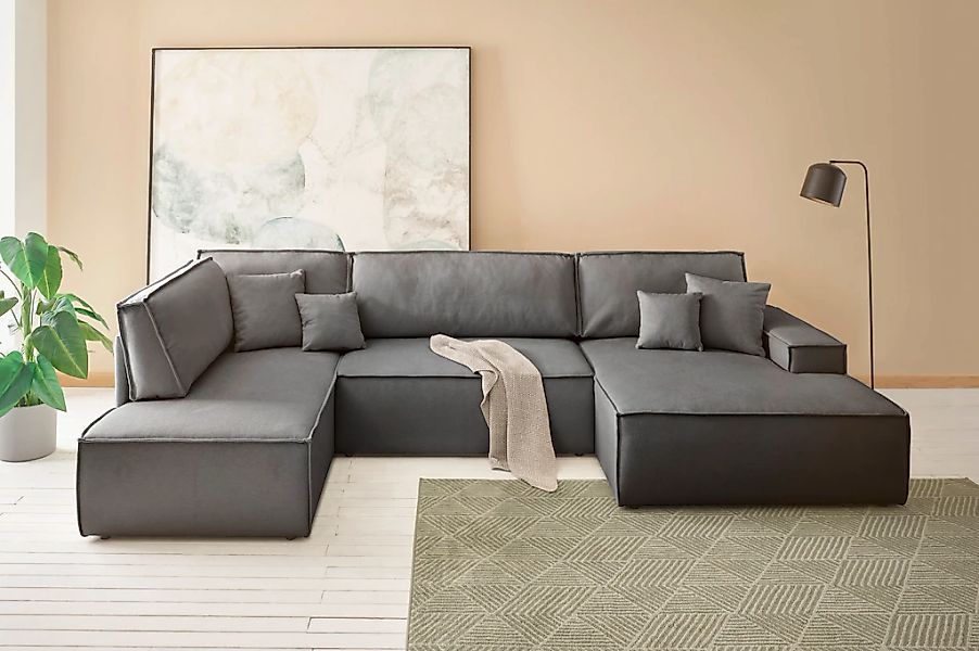 andas Wohnlandschaft "FINNLEY U-Form XXL 329 cm, Schlafsofa, Schlaffunktion günstig online kaufen