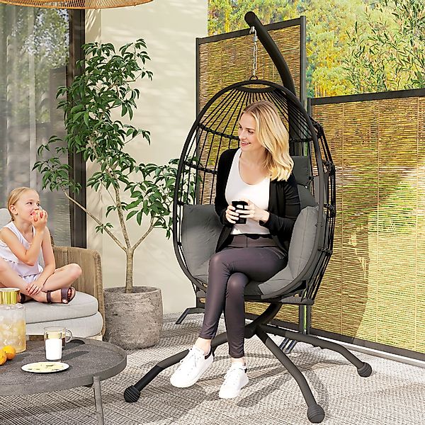 Outsunny Eiförmiger Hängesessel für den Außenbereich, faltbar Hängeschaukel günstig online kaufen
