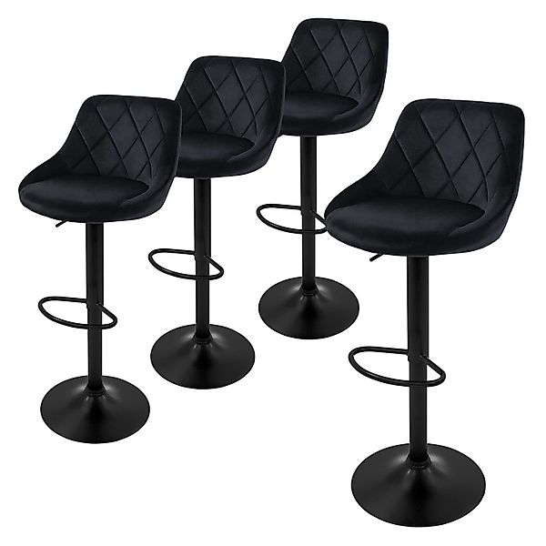 ML-Design Barhocker 4Er Set aus Samt Schwarz Gepolsterter Drehbar günstig online kaufen