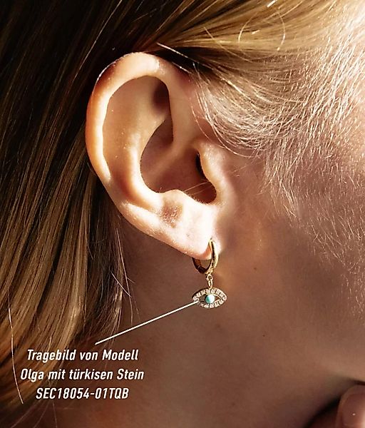 Zag Bijoux kleine Ohrringe Olga Auge Anhänger mit Steinen gold günstig online kaufen