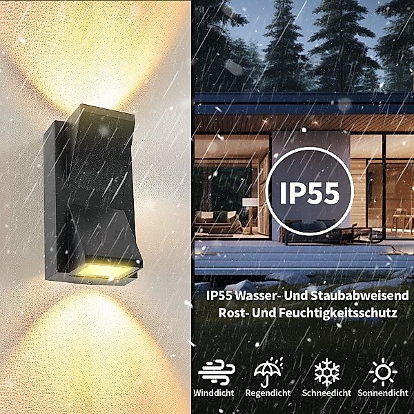 Simloveve LED Wandleuchte Außen-Wandleuchte, IP55 Wasserdichte, günstig online kaufen