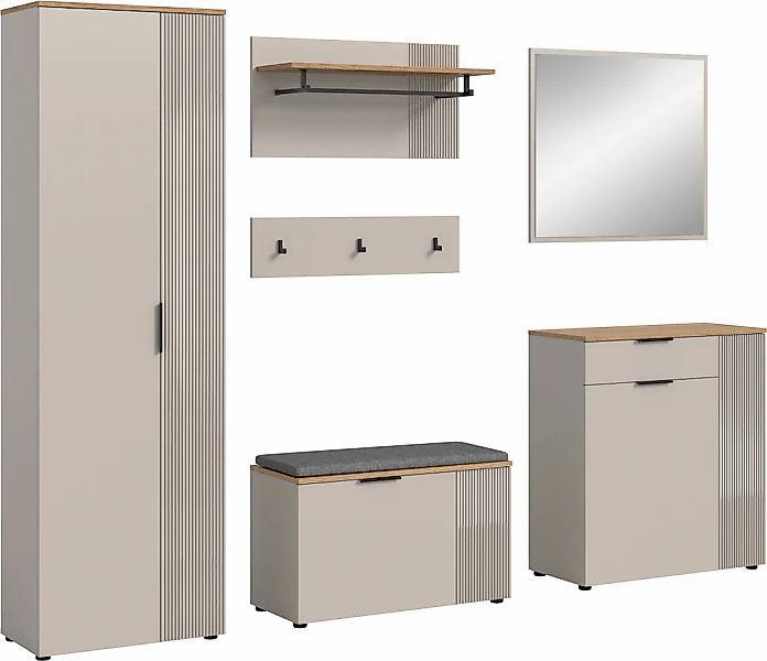 Home affaire Garderoben-Set "EDIL, Breite 250 cm, 6-teilig, Front mit hochw günstig online kaufen