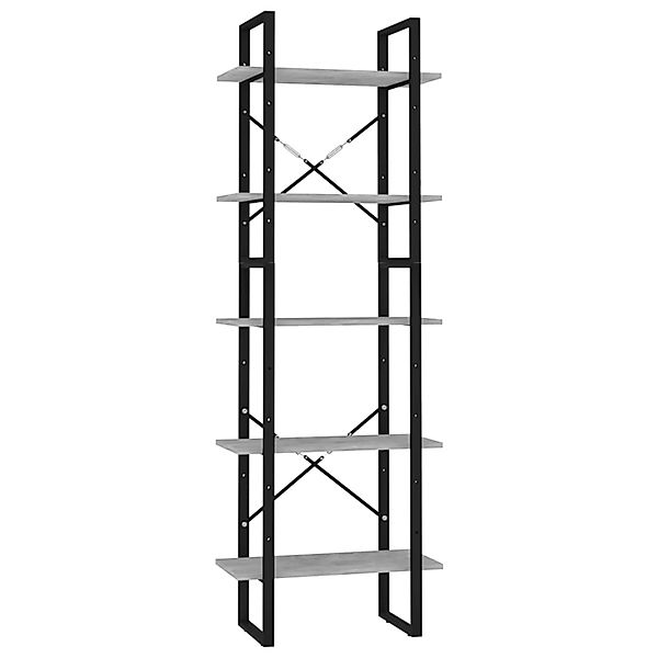 vidaXL Bücherregal 5 Fächer Betongrau 60x30x175 cm Holzwerkstoff günstig online kaufen