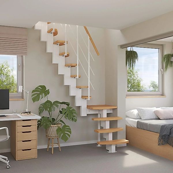 Treppen Intercon Raumspartreppe Quadro Mittelholmtreppe 13 Stufen Buche Nat günstig online kaufen